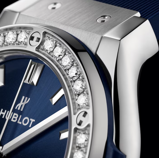 HBLT Classic Fusion Titanium Blue Diamonds 38mm Ladies Watch