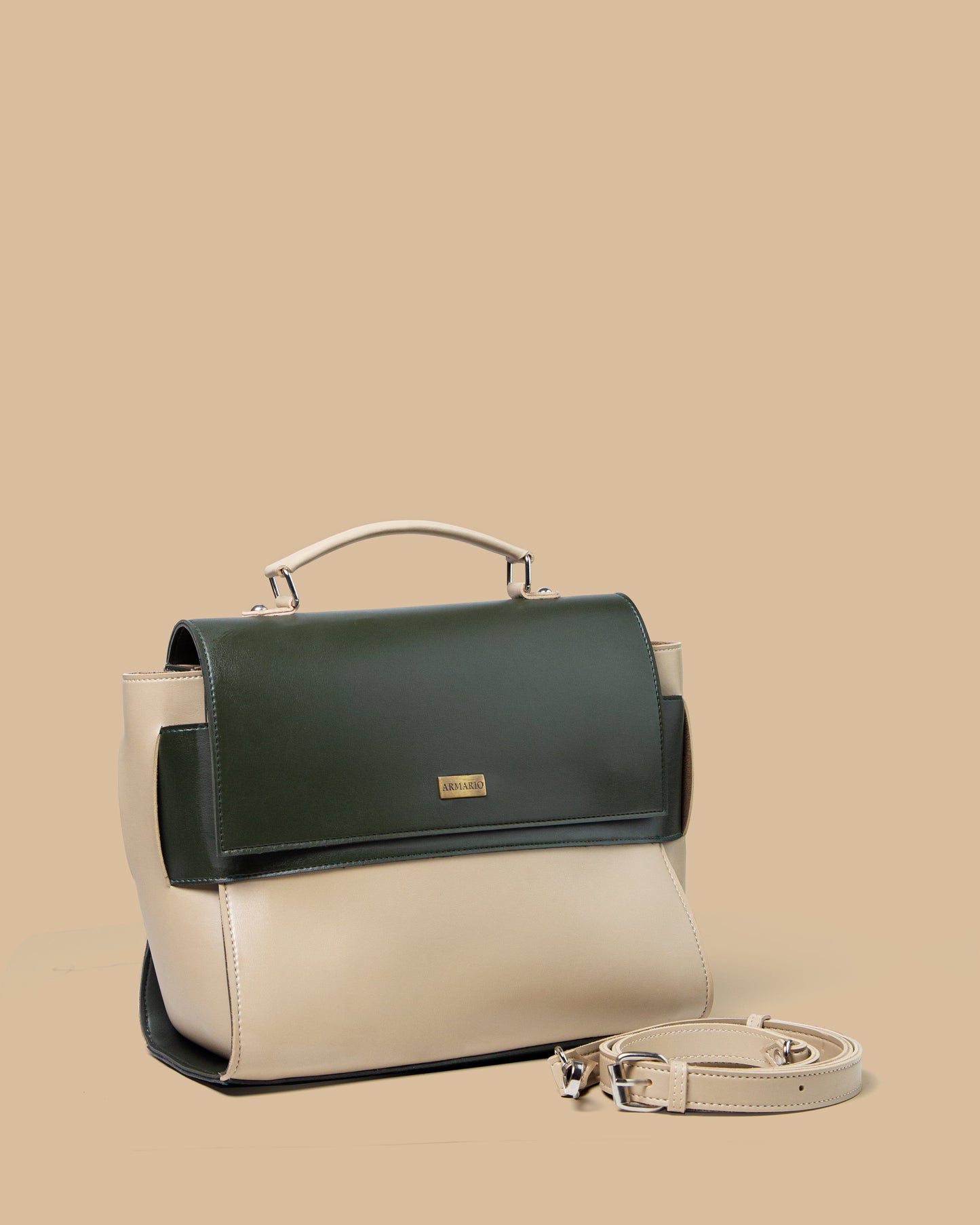Margo Satchel (Green & Half White)