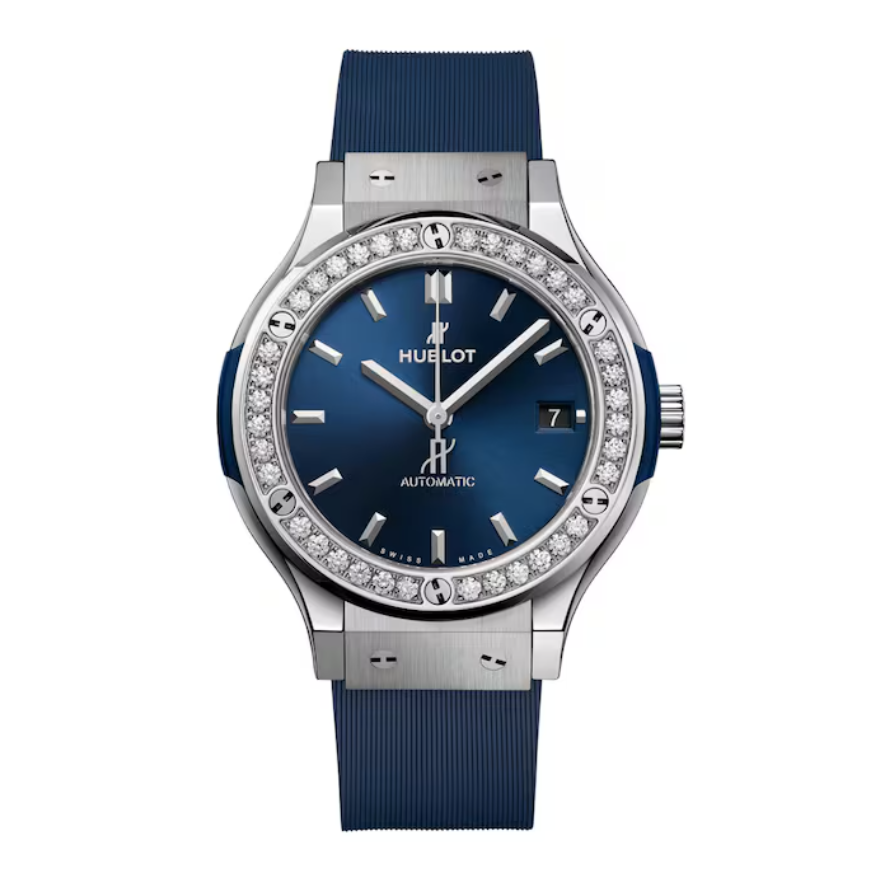 HBLT Classic Fusion Titanium Blue Diamonds 38mm Ladies Watch